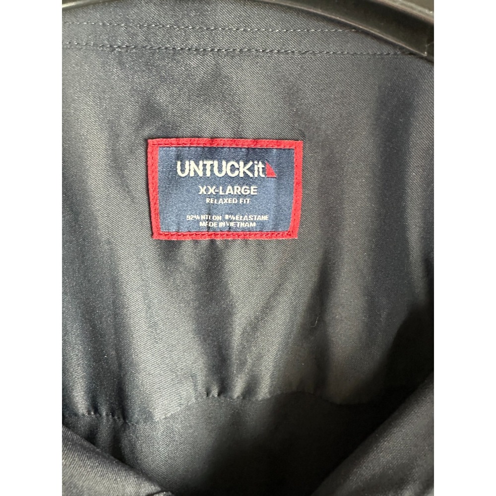 UNTUCKit Performance Gironde Shirt Mens XXL Navy Blue Relaxed Fit Stretch Button - Picture 7 of 11